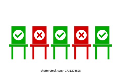 Session Organisation Plan Icon showing the Sitting Order for Social Distancing and Keeping a Safe Distance. Vector Image.