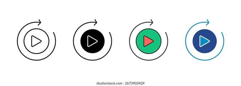 Ícone de Repetição de Sessão Definir Coleção de Vários Estilos