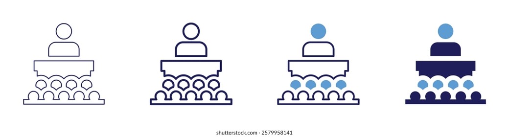 Session report icon in 4 different styles. Thin Line, Line, Bold Line, Duotone. Duotone style. Editable stroke.