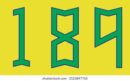 Set 0 1 2 3 4 5 7 8 9 Zero Sete Um Dois Três Quatro Cinco Oito Nove Número Brasil Kit de Esportes Jersey Uniforme Futebol Futebol Futebol Futebol Clube Equipe Pixel Art Vetor EPS PNG Clip Art No Transparent Background 