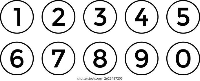 
set of 0 to 9 bullet point vector design.
