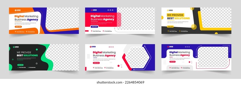set of 06 Mega collection Digital marketing Social Media Cover photo Template Design. digital marketing agency web banner set. business marketing social media cover design. web banner bundle. 