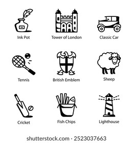 Set of 09 London Line Icons 

