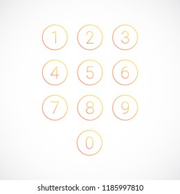 Set of 0-9 number icons. Vector illustration