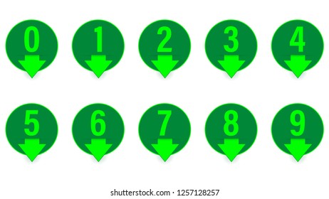 Set of 0-9 number icons. Vector illustration - Vektör