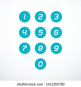 Set of 0-9 number icons. Vector illustration