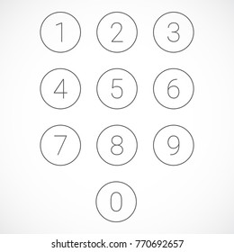 Set Of 0-9 Numbers. Gray Number Icons