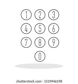 Set of 0-9 numbers icons in trendy flat style.Dial symbol for your web site design, logo, app, UI Vector EPS 10. - Vector