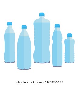 Set 0f 5 bottles of water. 1 , 0,5, 0,33, 1,5, 2.
