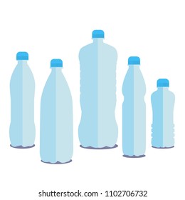 Set 0f 5 bottles of water. 1 , 0,5, 0,33, 1,5, 2.
