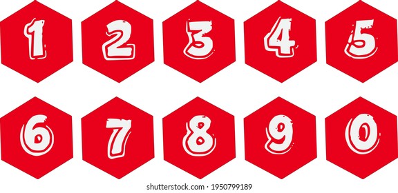Set of 1 to 0 numbers  with polygonal shape, Vector Illustration