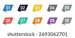 Set of 1 to 10 numbers simple design isolated. Typography set of rounds 1 to 10 numbers. Bullet point number icons collection. Numeral typographic line and flat icons set. Vector illustration