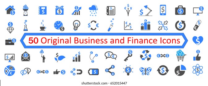 Set 1 of 50 Business Icons - stock vector