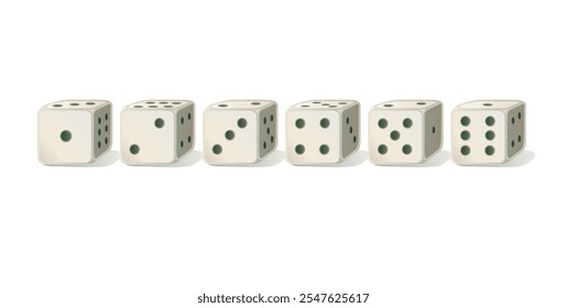 set 1 to 6 nubers diferentes tipos de dados ícone do jogo de jogo de poker cubes casino ganhar dice isolado no fundo branco