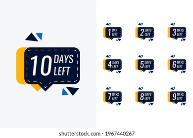 Set 1 days left to 10 days left illustration template design