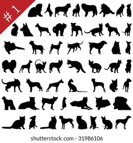 Set # 1 of different vector pets silhouettes for design use