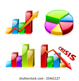 Ensemble 1 de graphiques en verre avec diagramme (finance)