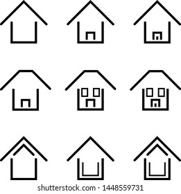 Set 1 of line icons representing house Vector Illustration. House and home simple symbols - Vector