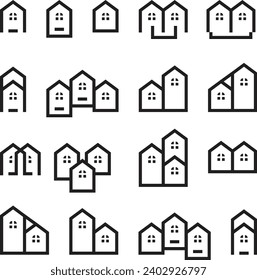 Set 1 of line icons representing house Vector Illustration. House and home simple symbols