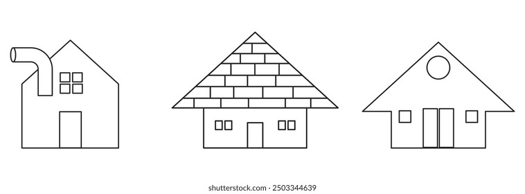 Set 1 of line icons representing house Vector Illustration. House and home simple symbols design eps 10