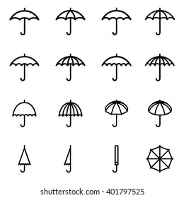 Set 1 of line icons representing umbrella Vector Illustration. Umbrella simple symbols