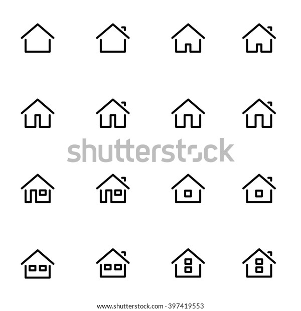 家のベクターイラストを表す線のアイコンのセット1 家と家のシンプルシンボル のベクター画像素材 ロイヤリティフリー