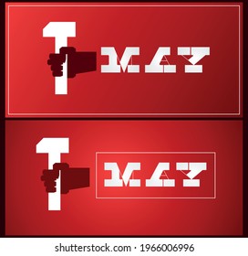 Set of 1 MAY  labor day banners. Vector illustration.

