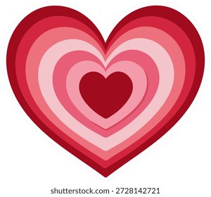 Conjunto de 1 ilustración de corazón rojo y rosa de múltiples capas para el estilo de corte de papel de San Valentín y concepto de profundidad de relación romántica
