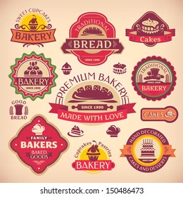 Set 1 of vector vintage various bakery labels