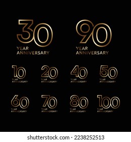 Set of 10 to 100 Anniversary Logotype Design, Years Celebrate Anniversary Logo