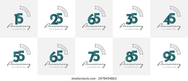 set 10 20 30 a 100 años ilustración de aniversario diseño de plantilla