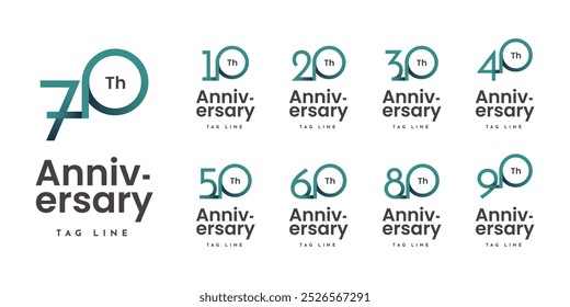 Set 10 20 Diseño de Plantilla de Vector de 30 a 100 años de aniversario