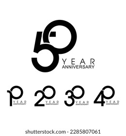 Set von 10 bis 50-Jährigen Logotype-Design, Years Celebrate-Jubiläumslogo