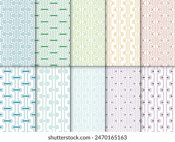 Set of 10 abstract geometric seamless patterns in different colors