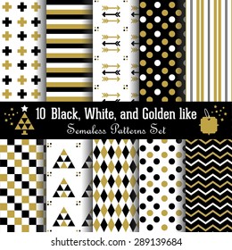 Set of 10 abstract geometrical Aztec seamless patterns 