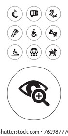 Set Of 10 Accessibility Icons Set.Collection Of Stand, Universal Access, Ramp Elements.