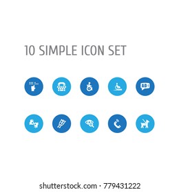 Set Of 10 Accessibility Icons Set.Collection Of Pet, Gesture, Ad And Other Elements.