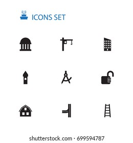 Set Of 10 Architecture Icons Set.Collection Of Way, Open, Ministers And Other Elements.