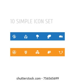 Set Of 10 Atmosphere Icons Set.Collection Of Shipping, Recycling, Trash And Other Elements.