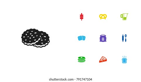 Set Of 10 Bakery Icons Set.Collection Of Slice Bread, Sack, Whisk And Other Elements.