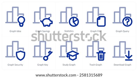 A set of 10 bar graph icons as graph idea, graph savings, statistic