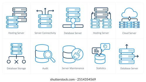 Um conjunto de 10 ícones de Big Data como servidor de hospedagem, conectividade de servidor, servidor de hospedagem