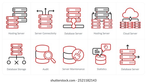 Um conjunto de 10 ícones de Big Data como servidor de hospedagem, conectividade de servidor, servidor de hospedagem