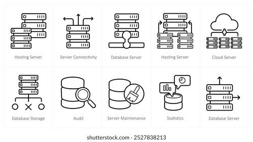 Um conjunto de 10 ícones de Big Data como servidor de hospedagem, conectividade de servidor, servidor de hospedagem