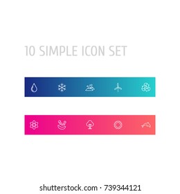 Set Of 10 Bio Outline Icons Set.Collection Of Recycle, Wood, Flower And Other Elements.