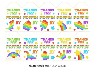 Set 10 Birthday Popit Rainbow Tags Stock Vector (Royalty Free ...