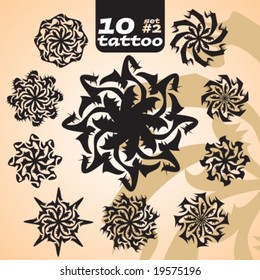 Set of 10 black Tattoo 02