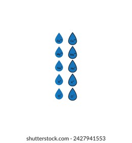 Conjunto de 10 elementos de icono de electrolito azul - calcio, potasio, cloro, magnesio, sodio - para utilizar en el producto, diseño web, publicidad y más.