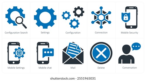 Un conjunto de 10 íconos de negocios como búsqueda de configuración, Configuraciones, configuración