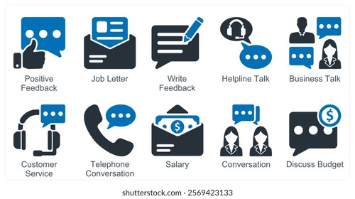 A set of 10 business icons as positive feedback, job letter, write feedback